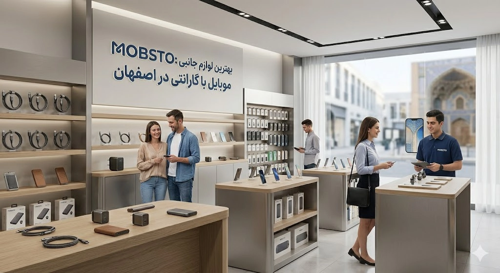 نمای داخلی بهترین فروشگاه لوازم جانبی موبایل در اصفهان mobsto