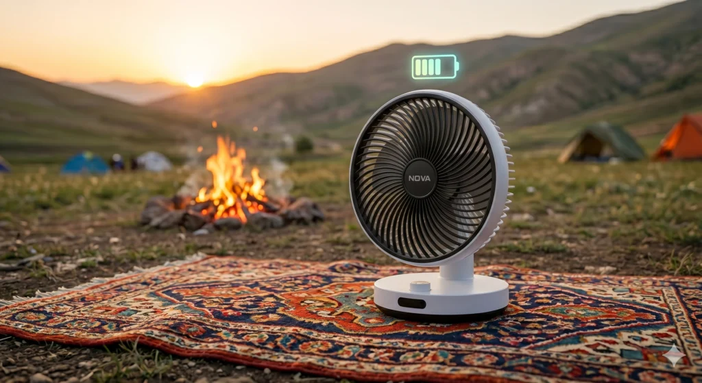 پنکه مسافرتی مجهز به باتری لیتیومی با عمر طولانی